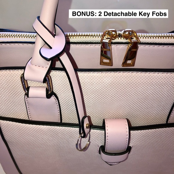 🎉2xHP🎉 VEGAN LEATHER Satchel Snake Skin Center Zip Handbag Pink + Gold Hardware - Picture 5 of 16